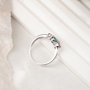 Natural <b>Emerald</b> and Ruby 925 Sterling <b>Silver</b> Three Stone <b>Ring</b> | Handmade Healing Fine Jewelry Gift for Women Wholesale price - Product Image 3