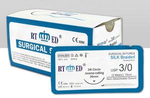 Suturas cirúrgicas dentais Nylon/PGLA/seda/PDO/PTFE Suturas com agulha - Product Image 2