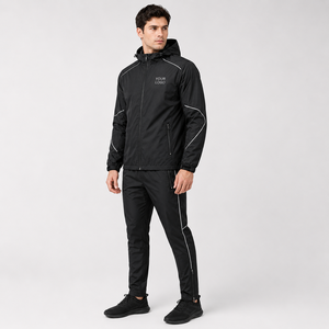 Chaqueta Cortavientos con Capucha, Diseño de Bloques de Color Sólido, Traje Deportivo Unisex, Logotipo Personalizado, Etiqueta Privada, Entrenamiento, Impermeable, Ligero - Product Image 2