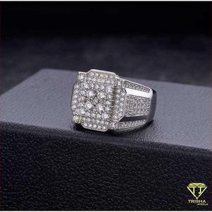 Anillo de Diamante Moissanite Cuadrado de Diseño con Acabado en Plata de Ley 925 para Hombre, Joyería de Moda Hip Hop de Lujo al por Mayor - Product Image 3