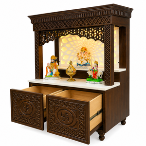 Modern Pooja <b>Mandir</b> Designs for Home Decor Unique Indian <b>Mandir</b> with Laser Cut Design Elegant Om Design Temple for Pooja Ghar - Product Image 2