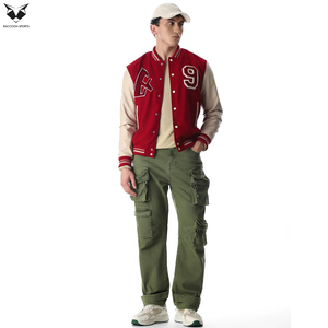 Custom Logo Durable Real Varsity Jacket, Solid Color Fashion Outerwear Factory Price Men's High Street Collage Varsity Jackets - Product Image 4