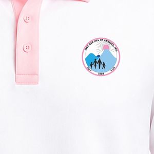 Polo à manches courtes blanc et rose à empiècements contrastants, col chemise, décontracté, uniforme, broderie personnalisée, vêtement de sport pour homme - Product Image 5