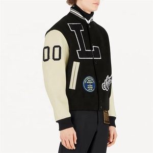 Veste d'université d'hiver personnalisée OEM en chenille avec lettres brodées à col montant réversible, coupe-vent pour femmes - Product Image 5
