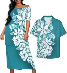 Tenue de couple Samoa, robe Puletasi Samoa, chemises polynésiennes pour hommes, robe traditionnelle samoane Puletasi, tenue hawaïenne - Product Image 1