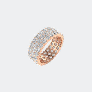 Anillo de Eternidad de Tres Filas con Corte Redondo y Engaste Pavé de 4.70CTW - Product Image 3