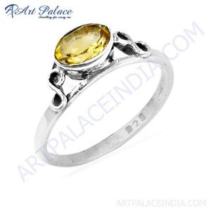 <b>Indian</b> Design Citrine Gemstone Silver <b>Ring</b>, 925 Sterling Silver Jewelry - Product Image 1