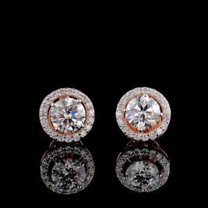Pendientes de oro rosa de 14 quilates con diamantes cultivados en laboratorio de 2,40 quilates, joyería elegante para fiesta de aniversario de boda, regalo para mujer - Product Image 4