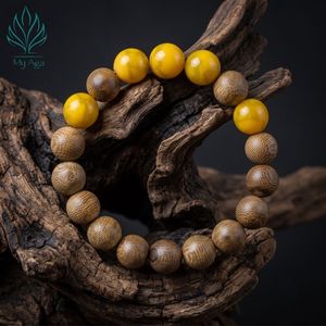 Nueva Temporada de Joyería de Agarwood, Pulsera Hecha a Mano con Agarwood Natural de Vietnam y Coral Amarillo AL-SV-0038-10, Fragancia Única - Product Image 5