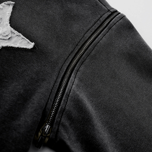 Sweat-shirt à capuche zippé vintage pour hommes, style streetwear oversize, avec patch brodé personnalisé et manches amovibles, vente en gros OEM - Product Image 6