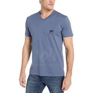 T-shirt col V 100% coton uni pour homme, confortable, grande taille, coupe ample, vêtements décontractés pour homme, prix bas. - Product Image 3