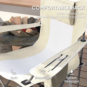 Set di 2 Sedie da Campeggio Pieghevoli Color Crema con Poggiatesta, Borsa Termica, Portabicchieri e Borsa per il Trasporto, Arredo Portatile e Confortevole per Esterni - Product Image 5