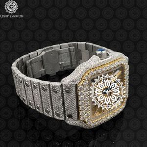 Charm_Jewells Women's Luxury Stainless Steel Square Mechanical <b>Watch</b> <b>Diamond</b> Encrusted Bracelet Analog Dial 38mm - Product Image 3