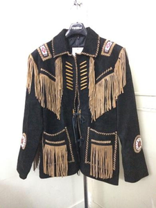 <b>Retro</b> Style Men Genuine <b>Leather</b> Fringe <b>Jacket</b> with Detailed Embroidery Handmade Western Wear Customizable Bulk Order Supplier - Product Image 1