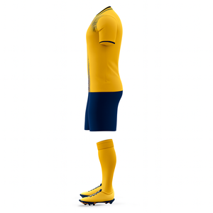 Camiseta de Fútbol Amarilla de Manga Corta para Hombre, Cuello en V, Absorbe la Humedad, Ropa Deportiva de Poliéster para Todas las Temporadas, Diseño Degradado - Product Image 2