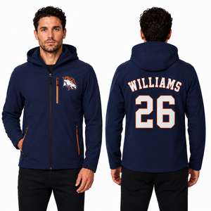 Men Sports Team Jacket Hooded Softshell With Custom Embroidered Logo Back Player Name Number Wholesale OEM Clubs Teams <b>Trainings</b> - Product Image 2