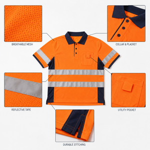 Cinta Reflectante Bicolor al por Mayor, Camisa de Seguridad de Alta Visibilidad, Uniforme para Trabajos en Carretera, Malla de Rendimiento, Proveedor de Ropa de Trabajo OEM - Product Image 4