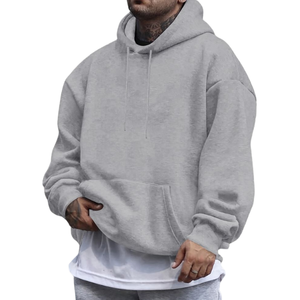 High Quality 350gsm Heavyweight Fleece Polyester/Cotton Winter Blank Hoodie Custom Pullover <b>Stand</b> Collar Breathable Men - Product Image 4