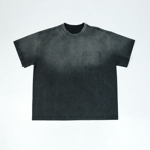Camiseta Vintage Personalizada al por Mayor con Lavado Ácido, Oversize para Hombre, de Algodón Pesado Transpirable, Estilo Urbano, Teñido Liso, Alta Calidad - Product Image 1