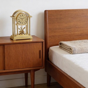 Brass Desk <b>Clock</b> Traditional Design Quartz Movement <b>Battery</b> Operated Needle Display Silent Non Ticking Hourly Chiming - Product Image 4