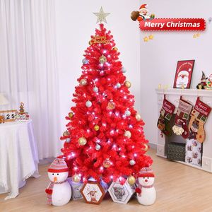 8 ft Pre-Lit Artificial Christmas Tree 300 Remote Control <b>Lights</b> <b>Hinged</b> Xmas Pine Tree 800 Branch Tips for Holiday Decorations - Product Image 6