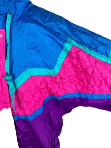 Vintage Colorblock Windbreaker Jacket Stand Hooded Waterproof Embroidery Featuring Pockets Pullover Closure Snap Flap Fit Nylon - Product Image 4