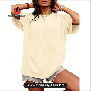 Women's O-Neck Short Sleeve T-Shirt Solid Blue Knitted Casual Eco-Friendly 100% Polyester Loose Fit Summer - Product Image 6