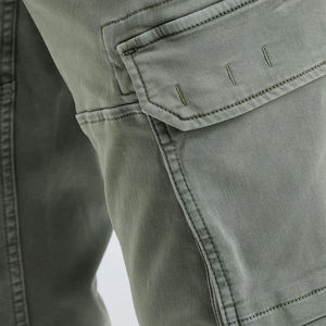Men's Solid Color Cargo Pants Slim Fit Mid Waist Multiple Pockets Workwear Style Canvas Material Autumn Wear - Product Image 4