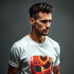 T-shirt en maille pour homme, coupe classique, 100 % coton épais, avec des caractéristiques respirantes et écologiques - Product Image 3