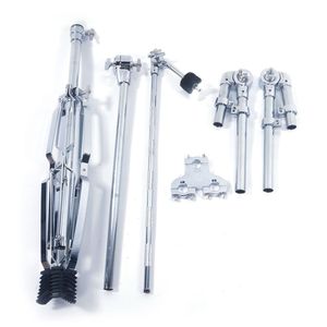 Supporto Doppio per Tom con Controllo a Pedale Professionale, Struttura in Metallo Argento e Nero - Product Image 1