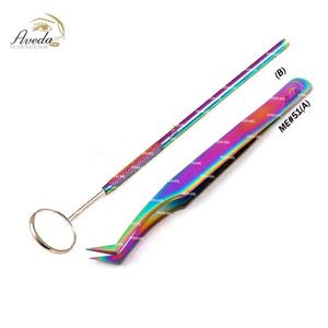 Fabricant de pinces à cils de couleur violette, Extension de cils droites Extra pointues, pinces à cils en acier inoxydable - Product Image 2