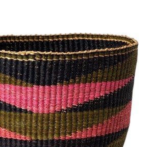 Durable Handcrafted Seagrass Laundry Basket with Pink Olive Wave Accent Multi Functional Woven <b>Container</b> Bin Clothes - Product Image 4