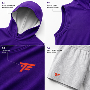 Custom Sublimated 7v7 Flag Football Uniform Sleeveless Hooded Football Jersey Shorts Set Breathable Team Training Sports Wear - Product Image 4