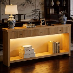 Stylish Rectangular <b>Sofa</b> <b>Table</b> with Storage Main Console and Foyer <b>Table</b> Set - Product Image 1