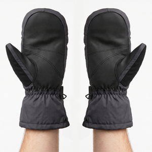 Mitaines d'hiver imperméables en cuir pour hommes, à doigts entiers, avec cordon de serrage, pour le ski et le snowboard, idéales pour les sports de plein air (vente en gros) - Product Image 6