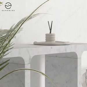 Designer Light Luxury Italian Marble <b>Console</b> <b>Table</b> Curved Glass Wood Living Room Bedroom House Villas Hotels <b>Storage</b> Model - Product Image 6