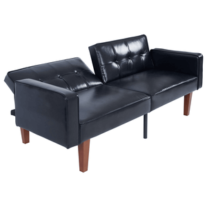 Modern Mid for Century Style <b>Recliner</b> PU Leather Futon Sofa with Adjustable Wood Metal Legs Tufted Backrest Contemporary Design - Product Image 4