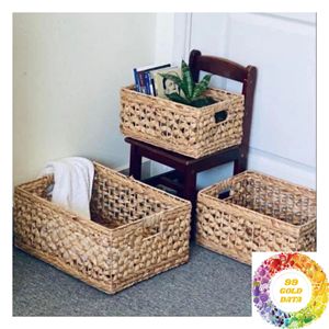 Cesta de Almacenamiento Hecha a Mano con Jacinto de Agua para Tiendas Boutique, Espacios de Hostelería, Regalos de Boda y Organización Decorativa - Product Image 4