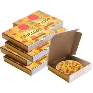 Recycled Paperboard Flexographic Printed Paper Boxes: Eco Brown White <b>Kraft</b> Cardboard Pizza <b>Box</b> Fast Food Takeaway Delivery 7-20 - Product Image 3