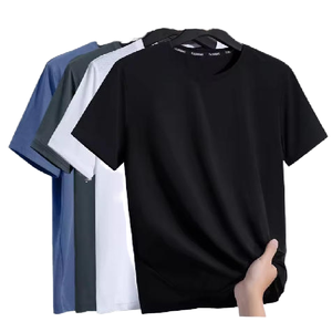 T-shirt en coton uni pour homme, manches courtes, col rond, coupe classique, couleur unie, vêtement décontracté, respirant, jersey tricoté, noir, blanc, bleu, gris - Product Image 6