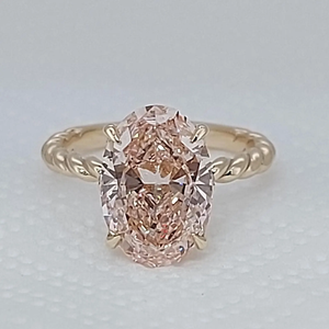 Anillo de Compromiso de Diamantes Naturales de Corte Ovalado en Oro Rosa para Mujer, Estilo Clásico - Product Image 2