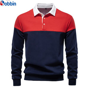 Camiseta de Punto Transpirable para Hombre, Estilo Casual, Unisex, de Manga Larga, Color Sólido, Cuello Camisero, Logotipo Frontal, Otoño/Invierno - Product Image 5