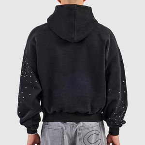Sweat-shirts en coton mélangé pour hommes, design solide, avec strass, fabriqués en usine, de haute qualité, en polaire pour l'hiver - Product Image 5