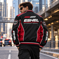 Blouson Bomber Coupe-Vent Homme Col Montant Fermeture Éclair Sportif Imprimé Lettres Badge Noir Rouge Prix de Gros OEM Pas Cher Personnalisé