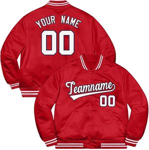 Custom <b>Men's</b> Orange Varsity <b>Jacket</b> Personalized Name Number Zipper Front Turn-down Collar Embroidered Letter Pattern - Product Image 6