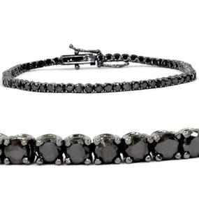 BU <b>GEMS</b> 925 Silver Tennis <b>Bracelet</b> Black Moissanite Cut Bezel Setting Toggle Closure Women's Classic Gift Third Party Certified - Product Image 2