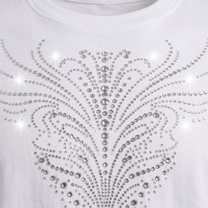 Camiseta Blanca de Manga Corta para Hombre con Diseño de Plumas y Pedrería, Cuello Redondo, Corte Casual, 100% Algodón, Transpirable y de Secado Rápido - Product Image 6