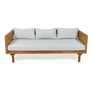 Modern Semi <b>Outdoor</b> Teak Wood Lounge <b>Sofa</b> for Resort Balcony Terrace Patio - Product Image 2
