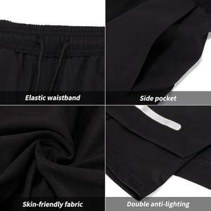 กางเกงขาสั้นผู้ชายพร้อมซับในแบบ 2in1, เอวปรับได้, กระเป๋าคู่, แถบสะท้อนแสง, ผ้าแห้งเร็วสำหรับผู้ชาย - Product Image 5