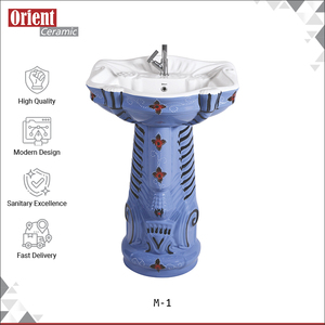 Wholesale Manufacturer Selling Home Usage Bathroom Sanitary Ware White Ceramic Designer Wash <b>Basin</b> Pedestal from India - Product Image 2